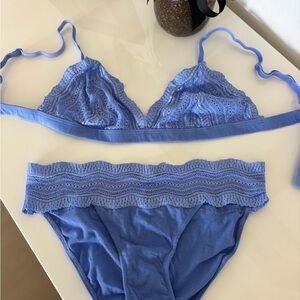 Cosabella Blue Lace Bra and Panty Set